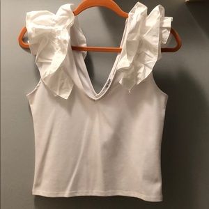 Zara white ruffle sleeveless blouse Size S